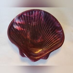 Vtg 80s Hard Plastic Marbled Burgundy Bathroom Décor-Soap Dish